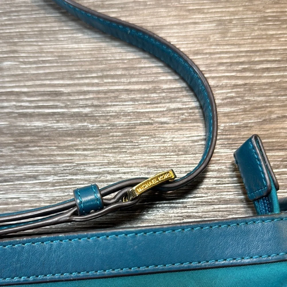 Michael Kors Teal Crossbody Bag with Gold Accents